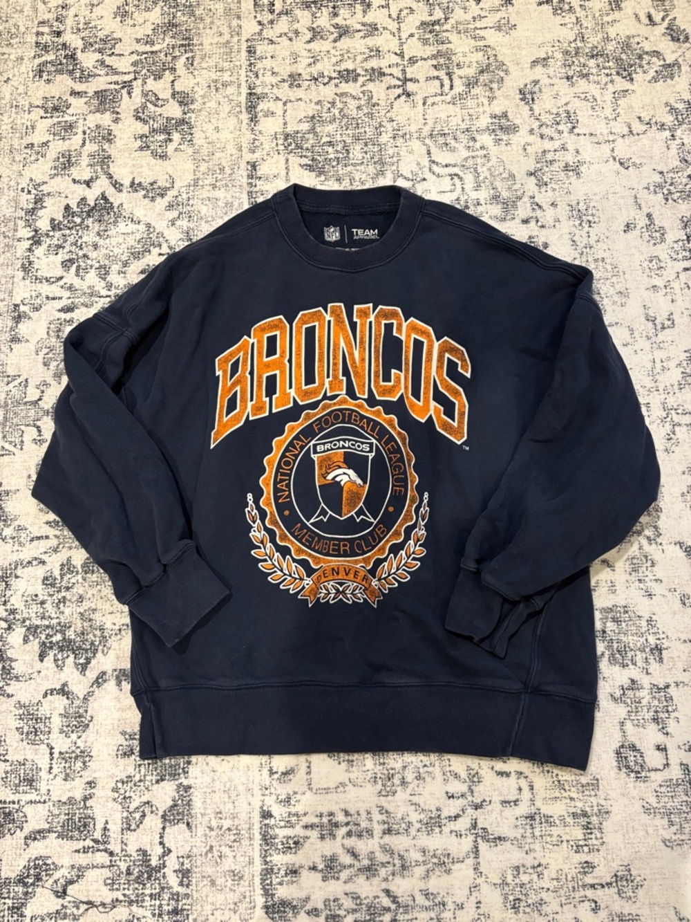 Abercrombie Small Broncos Navy Blue Crewneck Sweatshirt - Team Apparel